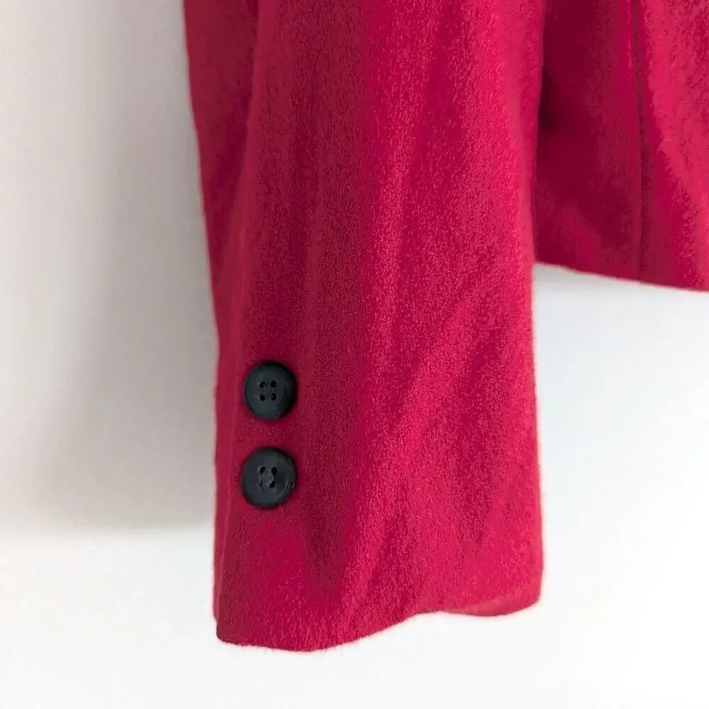 Vintage Red Wool and Velvet Cropped Double Breasted Jacket Red Coat